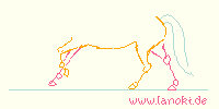 Animation der Beine eines Strich-Pferdchens im Galopp