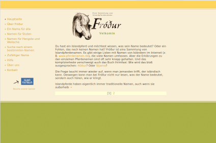Screenshot der Fróður-Website von 2008